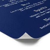 Marineblauwe bloemige moderne winter bruiloft bar poster (Hoek)