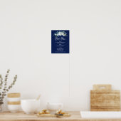 Marineblauwe bloemige moderne winter bruiloft bar poster (Keuken)