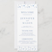 Marineblauwe bloemige rustige lente-huwelijksprogr (Voorkant)