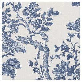 Marineblauwe bloemranken toile stof