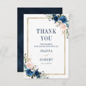 Marineblauwe Blush Roze Roos Boho Geometrische Tro Bedankkaart (Voorkant / Achterkant)