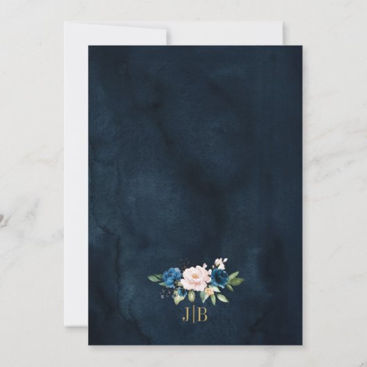 Marineblauwe Blush Roze Roos Boho Geometrische Tro Kaart (Achterkant)