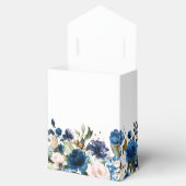Marineblauwe Blush Roze Roos Botanische Trouw Bedankdoosjes (Geopend)