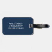 Marineblauwe Blush Vliegtuig Gestreept Monogram Bagagelabel (Achterkant horizontaal)