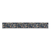 Marineblauwe Boho Bloemenlint Grosgrain Lint (Voorkant)