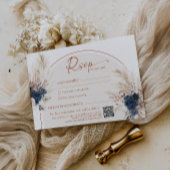 Marineblauwe Boho Rustieke Trouw RSVP Kaart