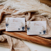 Marineblauwe Boho Rustieke Trouw RSVP Kaart