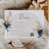 Marineblauwe Boho Rustieke Trouw RSVP Kaart