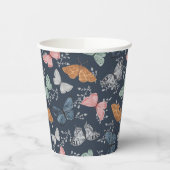 Marineblauwe Boho Vlinder Shower Feest Servies Papieren Bekers (Links)