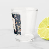 Marineblauwe Boho Wilde Bloemen Bruiloft Shot Glas (Rechts)