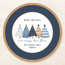 Marineblauwe bomen die moderne kerstvakantie