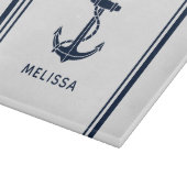 Marineblauwe bootanker genpersonaliseerd snijplank (Hoek)