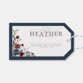 Marineblauwe bordeauxrode bloemenshowertje zonder  cadeaulabel (Voorkant (Horizontaal))