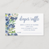 Marineblauwe bosbes baby shower luier verloting ka informatiekaartje (Voorkant)