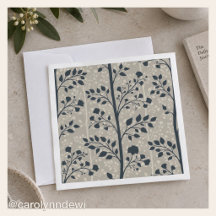 Marineblauwe botanische takken taupe bloem