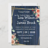 Marineblauwe Bourgondiërood Gouden Blush houten Br Kaart (Voorkant)