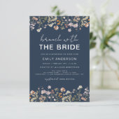 Marineblauwe bruidsontbijt brunch bloemstuk kaart (Staand voorkant)