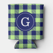 marineblauwe Buffalo Plaid Blikjeskoeler (Voorkant)
