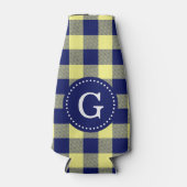 marineblauwe Buffalo Plaid Flesjeskoeler (Voorkant)