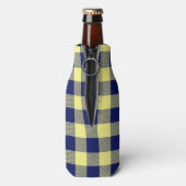 marineblauwe Buffalo Plaid Flesjeskoeler (Fles Achterkant)