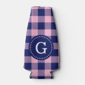 marineblauwe Buffalo Plaid Flesjeskoeler (Voorkant)