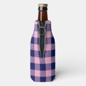 marineblauwe Buffalo Plaid Flesjeskoeler (Fles Achterkant)