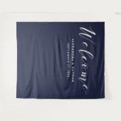 Marineblauwe Calligraphy Achtergrond | Fotocabine  Wandkleed (Voorkant (horizontaal))