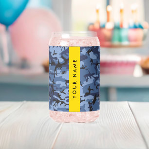 Marineblauwe Camouflage Je naam Personaliseer Blikvorm Glas