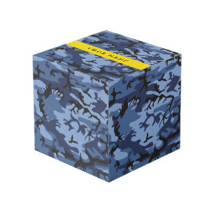 Marineblauwe Camouflage Je naam Personaliseer Kubus