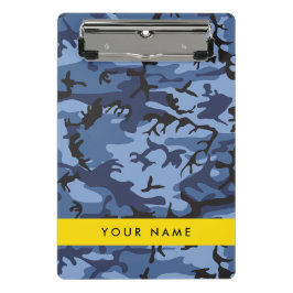Marineblauwe Camouflage Je naam Personaliseer Mini Klembord