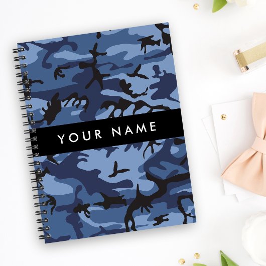 Marineblauwe Camouflage Je naam Personaliseer Planner