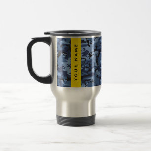 Marineblauwe Camouflage Je naam Personaliseer Reisbeker