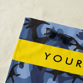 Marineblauwe Camouflage Je naam Personaliseer Strandlaken