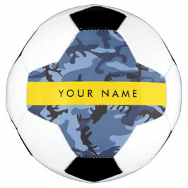 Marineblauwe Camouflage Je naam Personaliseer Voetbal