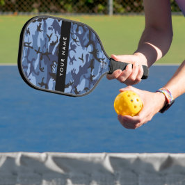 Marineblauwe Camouflage Je naam personaliseren Pickleball Paddle