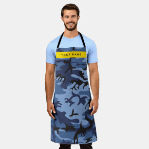 Marineblauwe Camouflage Je naam personaliseren Schort