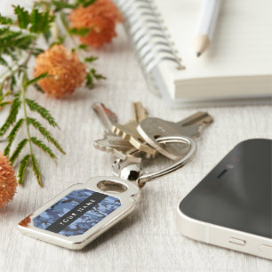 Marineblauwe Camouflage Je naam personaliseren Sleutelhanger