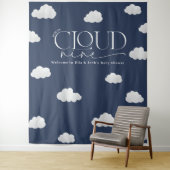 Marineblauwe cloud nine douche moderne stijlvolle wandkleed (In situ)