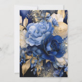Marineblauwe Crème Bloemen Doopfeest Kaart (Achterkant)