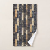Marineblauwe Crème Bruine Rechthoeken Bad Handdoek (Handdoek)
