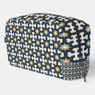 Marineblauwe Crème Geometrisch Sterpatroon Toilettasje