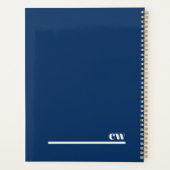 Marineblauwe Crème Monogram Gepersonaliseerd Planner (Achterkant)