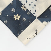 Marineblauwe Crème Quilt Patchwork Gingham Patchwo Fleece Deken (Hoek)
