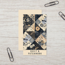 Marineblauwe Crème Quilt Patchwork Handgemaakte Kl Visitekaartje