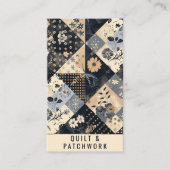 Marineblauwe Crème Quilt Patchwork Handgemaakte Kl Visitekaartje (Voorkant)