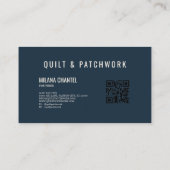Marineblauwe Crème Quilt Patchwork Handgemaakte Kl Visitekaartje (Achterkant)