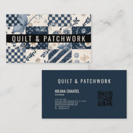 Marineblauwe Crème Quilt Patchwork Handgemaakte Kl Visitekaartje