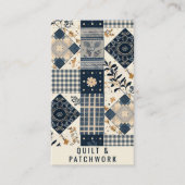 Marineblauwe Crème Quilt Patchwork Handgemaakte Kl Visitekaartje (Voorkant)
