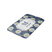 Marineblauwe Daisy Gingham Monogram Decoratie Badmat (Gekanteld)