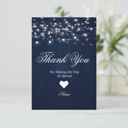 Marineblauwe dankkaart bedankkaart (Staand voorkant)